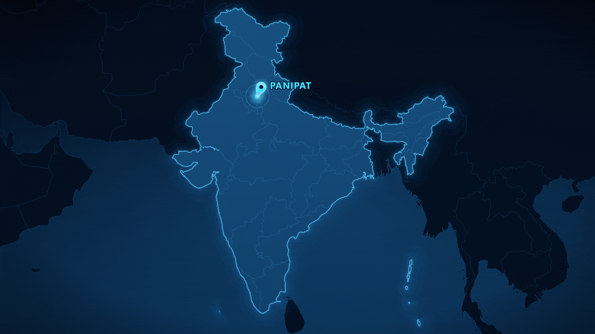 Map of India showing Shrutex International headquarters in Panipat